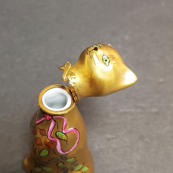 Limoges Peint Main Cat Trinket Box - Picture 9 of 11
